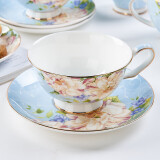 嘉兰 咖啡杯碟套装 欧式茶具英式下午茶杯骨瓷杯碟咖啡杯奶杯果汁杯 丽日蓝单金版