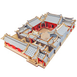 玩控 3d木质拼插立体拼图中国传统古代建筑拼装房子木制模型手工diy 北京四合院