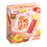 明治（meiji）黄桃酸奶味、草莓酸奶味雪糕 49g*10支 彩盒装