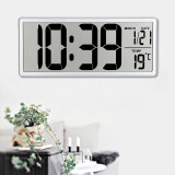 汉时（Hense）大屏电子时钟客厅桌面台钟座钟免打孔挂钟wifi自动对时钟表HA88 A款银色（简洁款)