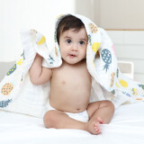 优米熊 浴巾纯棉6层儿童浴巾婴儿纱布毯小包被吸水速干大毛巾110*110cm