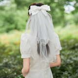 极度空间 头纱领证求婚新娘头饰结婚拍照表白装饰道具蝴蝶结