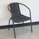 自力藤椅手工编织塑料仿滕椅家用电脑椅子铁艺靠椅靠背围椅餐椅单人椅 黑艾菲椅 (2把起发)标价是单把价