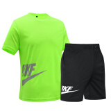 新款运动套装男短袖短裤夏季宽松透气跑步健身服排球兵乒球羽毛球运动服休闲套装 绿色 XL码