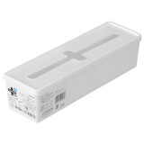 INOMATA日本进口带盖桌面收纳盒十字开口口罩存放盒抽屉分类收纳盒 白色加长款-单个装
