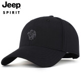 Jeep吉普帽子男街头鹰标韩版鸭舌帽四季户外防晒帽遮阳帽中老年棒球帽 黑色 均码（56-61）大小可以调节