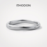 RHODON不规则流线情侣戒指学生对戒男女刻字银饰品一对闭口简约生日礼物 女款（ 9#11#13#15#17#）