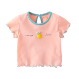 赢一贝宝宝短袖T恤夏季新生儿上衣洋气女童t恤半袖薄款1岁婴儿夏装衣服 粉色菠萝 73码适合60-70cm