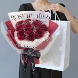 初朵 11朵红玫瑰花束鲜永生香皂花同城配送520情人节礼物生日送女友