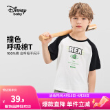 迪士尼（Disney）童装儿童t恤男童短袖t恤夏季新款女孩休闲打底衫宝宝棉质舒适上衣 碳黑-纯棉-男 100cm