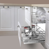 欧琳LWS211不锈钢拉篮可拆卸双层抽屉式平篮厨房橱柜碗架800柜体