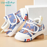 托姆贝克（ThomBaker）婴儿学步鞋夏季网鞋凉鞋透气男女宝宝鞋小童鞋1-3岁软底防滑鞋 蓝色字母 17码 (内长13cm / 适合脚长12.5