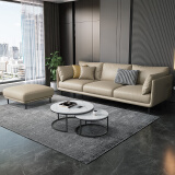 简派印橡 沙发 布艺沙发简约现代大小户型客厅家具北欧轻奢沙发组合XH-8123B 卡其色 三人位（2.1米）+脚踏