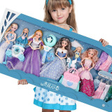 奥智嘉换装娃娃套装大礼盒带马车闪光星空棒3D真眼公主洋娃娃过家家女孩儿童玩具生日礼物
