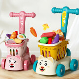 灵动宝宝儿童玩具购物车仿真过家家推车蔬果切切乐男女孩3-6岁生日礼物绿