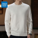 真维斯（Jeanswest）毛衣男士秋冬季新款圆领套头针织衫内搭时尚厚款舒适弹力保暖上衣 白色-圆领 L码 110-135斤