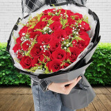 浪漫季节鲜花速递同城配送33朵红玫瑰花束表白求婚女友老婆生日礼物全国 33朵红玫瑰-满天星A款 今日达-【可预约送花时间】