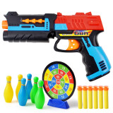 IMVE六一儿童节礼物玩具枪3-8岁男女孩吸盘软弹枪安全发射软弹玩具 蓝黑色+6软弹+6保龄球+1枪靶