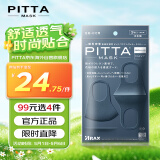 PITTA MASK 防花粉灰尘防晒口罩 深蓝色3枚/袋 成人标准码 可清洗重复使用