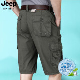 吉普（JEEP）短裤男纯棉直筒宽松多口袋工装裤夏季薄款休闲五分裤2022 J2022绿色 31码2尺3