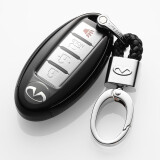 英菲尼迪汽车钥匙包q50l qx50 qx60 JX35 g25专用钥匙壳qx70 q70l钥匙套男 黑色+钥匙扣