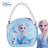 迪士尼 手提包 儿童包包冰雪艾莎公主斜挎包 时尚流动流沙包面洋气女孩女童单肩背包 蓝色女孩生日礼物