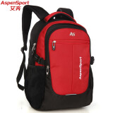 艾奔（ASPENSPORT）双肩包潮流大容量休闲旅行背包减负耐磨学生书包商务电脑包 红色 标准版