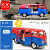 卡威（KIV）1/36汽车模型儿童玩具合金越野车玩具车仿真兰博基尼回力车警车公交车玩具模型 （视频款式）大众T1巴士蓝红 盒装