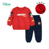 迪士尼宝宝童装男童套装潮酷米奇宝宝卫衣套装保暖舒适 红色 24个月/身高90cm
