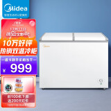 美的(midea)220升 家用商用冰柜 双箱双温冷柜 蝶形门 冷藏冷冻卧式