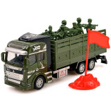 凌速 合金车仿真模型玩具车 1:48回力军事工程车  火箭运输车 兵人卡车6609-3