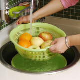 家の物语（KATEI STORY）日本进口厨房沥水洗菜篮塑料洗菜盆水果蔬菜清洗盆碗碟收纳篮 绿色套装（双层）