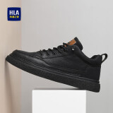 海澜之家HLA男鞋休闲皮鞋子男士板鞋运动鞋HAAXXM4AB70302 黑色45
