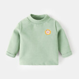 赢一贝婴儿德绒高领打底衫长袖T恤0-3岁冬装男童加绒保暖小童女宝宝上衣 绿色 73cm