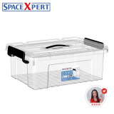 SPACEXPERT 衣物收纳箱塑料整理箱12L透明 1个装 带提手