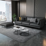 简派印橡 沙发 布艺沙发简约现代大小户型客厅家具北欧轻奢沙发组合XH-8123B 深灰色 三人位（2.1米）