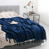 诺雪丝曼ins风北欧空调毯毛毯沙发盖毯休闲毯单人午睡毯办公室春秋小毯子 藏青色-米西雅毯 130x170cm
