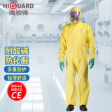 海锐得防护服耐酸碱核辐射化学实验室工作服HG6940L黄色M码