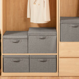 EACHY布艺衣服收纳箱家用衣物整理箱可折叠 60L深灰色 1个装