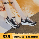 斯凯奇（Skechers）复古老爹鞋厚底增高休闲运动女鞋13143黑色/灰色35