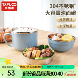 泰福高（TAFUCO）泡面碗304不锈钢多用快餐杯隔热防烫学生便当盒1.3L北欧蓝T5271