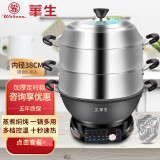 华生定时电炒锅铸铁炒锅多功能电热锅家用煮饭蒸炖电炒菜锅一体式电锅