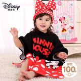 迪士尼（Disney）儿童连帽浴巾A类纯棉婴儿宝宝斗篷披风柔软纱布材质米妮60X120CM