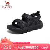 骆驼（CAMEL）男士凉鞋透气休闲运动户外魔术贴沙滩鞋 G14M074662 黑色 43 