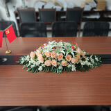 会议桌花 会议桌花仿真花新款会议桌仿真花绢花办公室桌面摆花假花