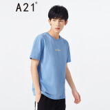以纯线上品牌a21春季2021男装 针织合体圆领短袖t恤衫男士潮版印花