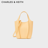 CHARLES&KEITH珍巧柔软手提包斜挎菜篮子包水桶包包女包女士CK2-51220011 Yellow黄色 S