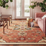 欧纶斯美式复古客厅地毯茶几毯 轻奢简约家用衣帽间地毯 卧室地毯床边毯 红色罗马 80cm×160cm【超值床边毯】