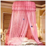 禧愿蚊帐 吊顶圆顶式蚊帐1.5米公主宫廷式上床下床子母床圆床上下铺蚊 兰馨-粉  直径1.2米 1.8米床