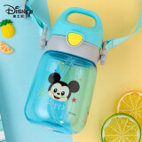 迪士尼（Disney）儿童水杯吸管防摔宝宝便携夏季幼儿园Tritan水杯带背带家用 米奇 350ml 【吸管杯】